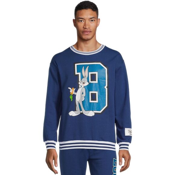 NWT Looney Tunes Men's Bugs Bunny Varsity Crew Sweatshirt, Size Large - Picture 2 of 5